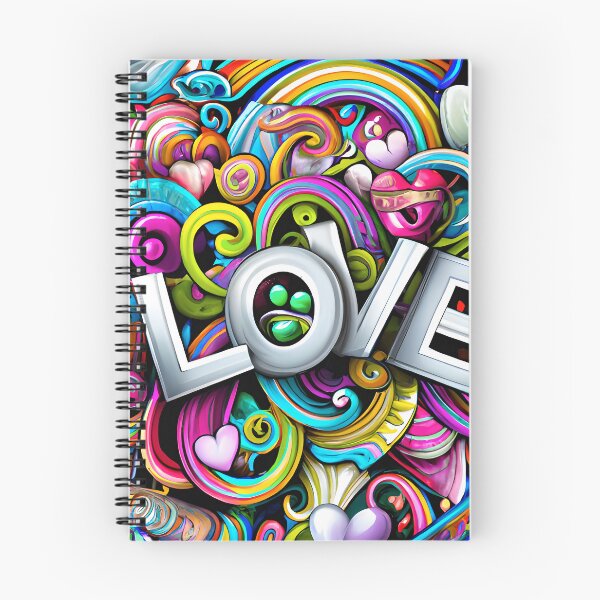 Item preview, the word love surrounded by many colorful objects designed and sold by DesignAtYO.