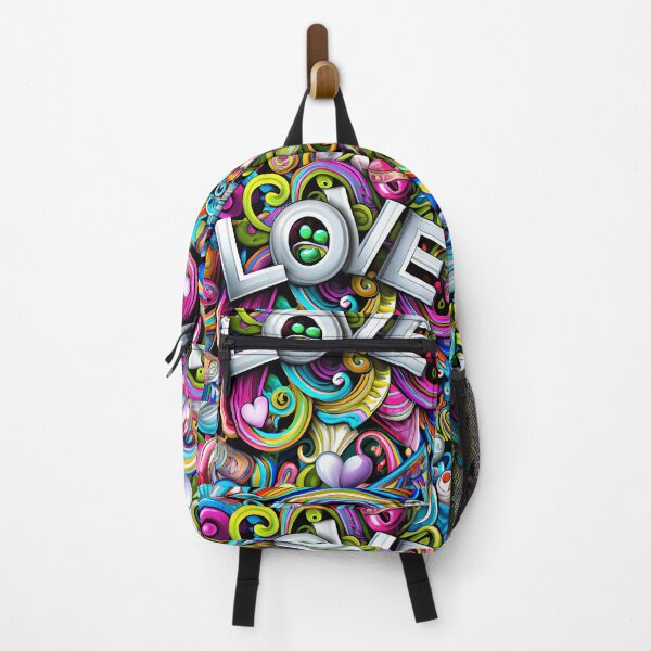 Item preview, the word love surrounded by many colorful objects designed and sold by DesignAtYO.