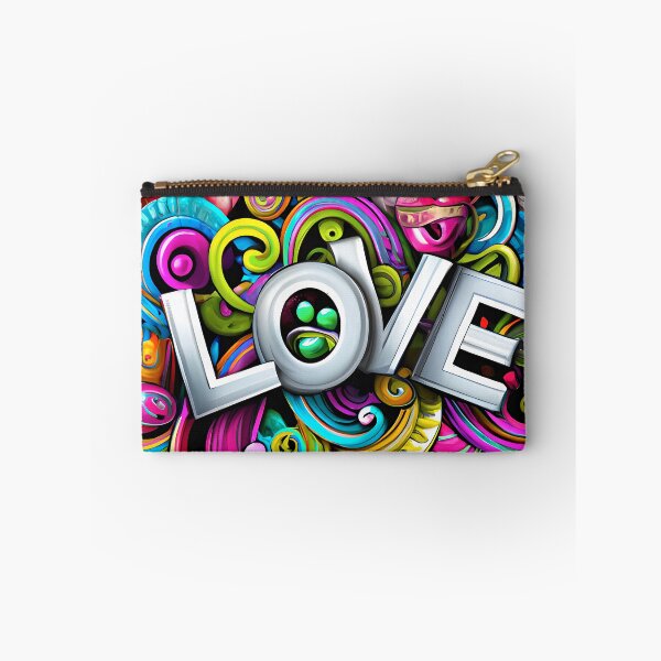 Item preview, the word love surrounded by many colorful objects designed and sold by DesignAtYO.