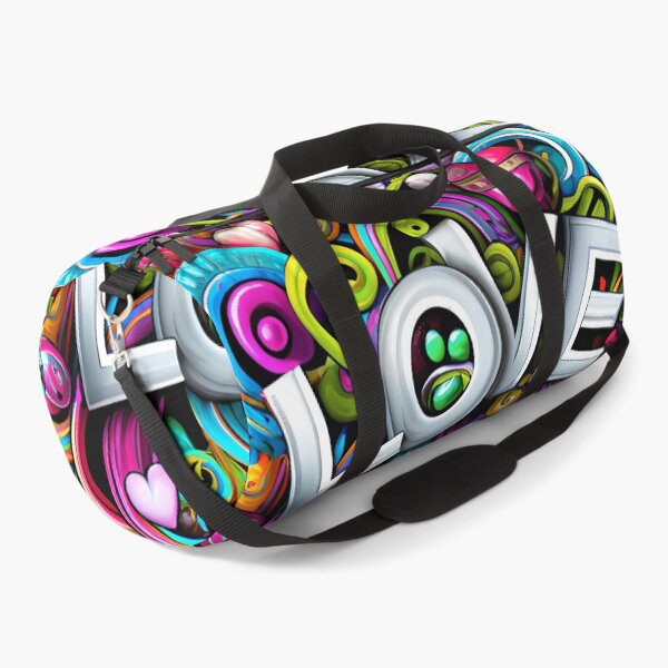 Item preview, the word love surrounded by many colorful objects designed and sold by DesignAtYO.