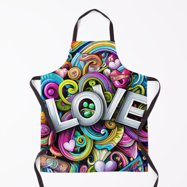Item preview, the word love surrounded by many colorful objects designed and sold by DesignAtYO.