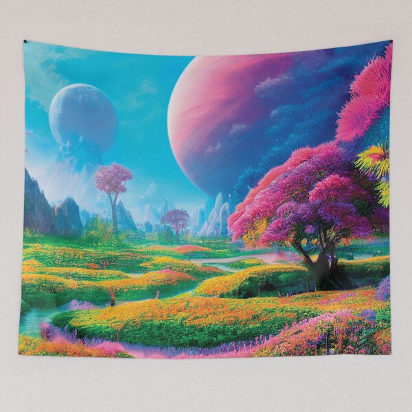 Item preview, a painting of a landscape with flowers and trees designed and sold by DesignAtYO.
