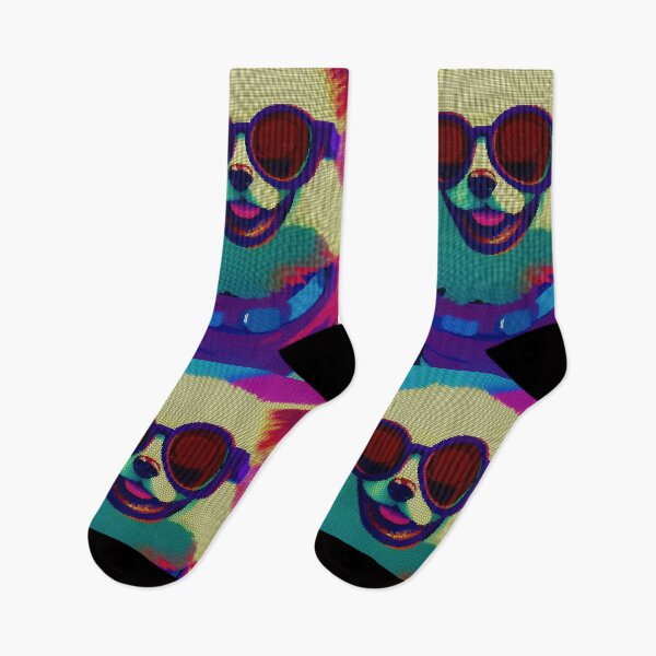 Item preview, Colorful Abstract Pomeranian Wearing Sunglasses 8-bit Pixel Art designed and sold by PixelDripped.