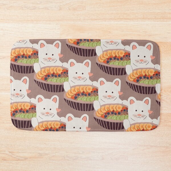Item preview, Cat with Acai Berry Smoothie Superfood Bowl - Cat Patterns designed and sold by aaalou.