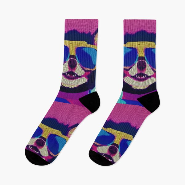 Item preview, Colorful Abstract Pomeranian Wearing Sunglasses 8-bit Pixel Art designed and sold by PixelDripped.
