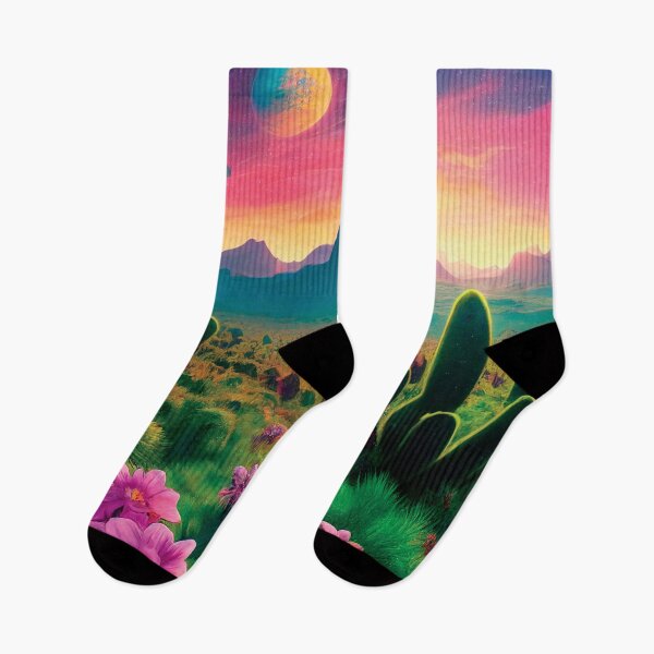 Item preview, a painting of a desert with flowers and mountains in the background designed and sold by DesignAtYO.