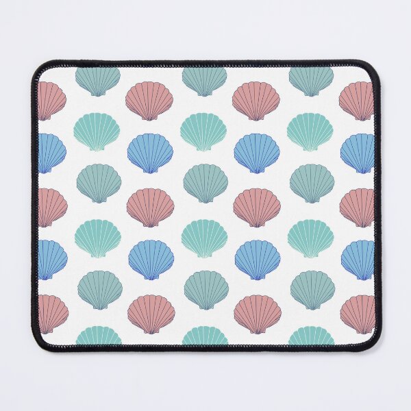 Item preview, Seashell pattern with green, blue and orange shells designed and sold by Lindsay Marie Patterns.