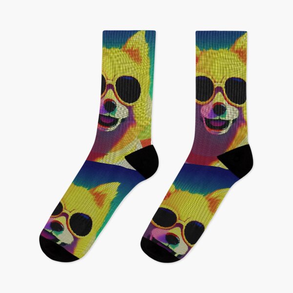 Item preview, Colorful Abstract Pomeranian Wearing Sunglasses 8-bit Pixel Art designed and sold by PixelDripped.
