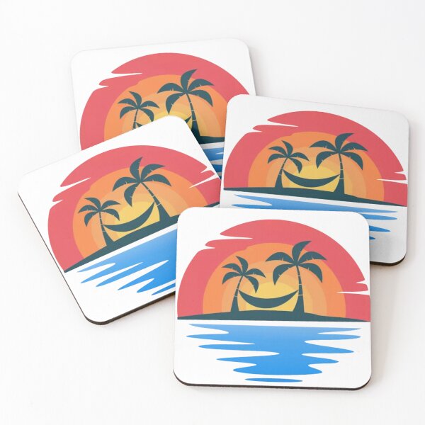 Item preview, Sunset and net hanged between two coconut palms behind the lake designed and sold by smitke.