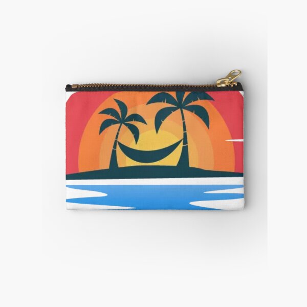 Item preview, Sunset and net hanged between two coconut palms behind the lake designed and sold by smitke.