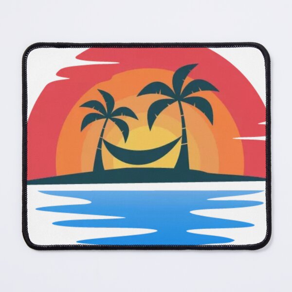 Item preview, Sunset and net hanged between two coconut palms behind the lake designed and sold by smitke.