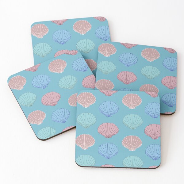 Item preview, Shell pattern with green, blue and orange shells on blue aesthetic designed and sold by Lindsay Marie Patterns.