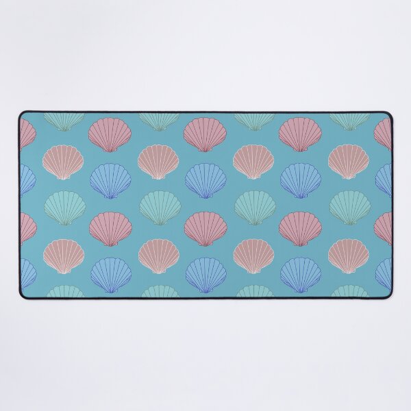 Item preview, Shell pattern with green, blue and orange shells on blue aesthetic designed and sold by Lindsay Marie Patterns.