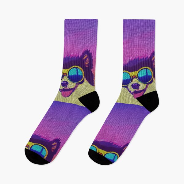 Item preview, Colorful Abstract Pomeranian Wearing Sunglasses 8-bit Pixel Art designed and sold by PixelDripped.
