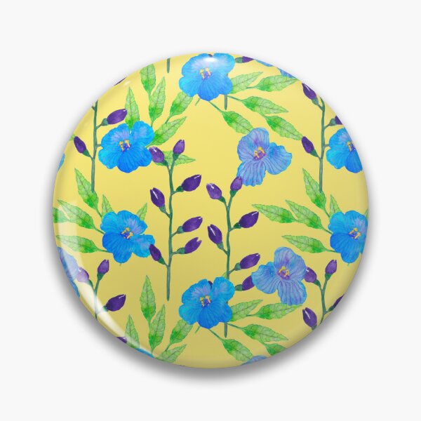 Item preview, Yellow & Blue Floral Watercolour Pattern designed and sold by BirdsNatureArt.