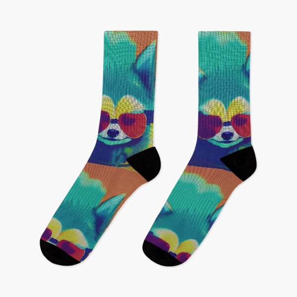 Item preview, Colorful Abstract Pomeranian Wearing Sunglasses 8-bit Pixel Art designed and sold by PixelDripped.