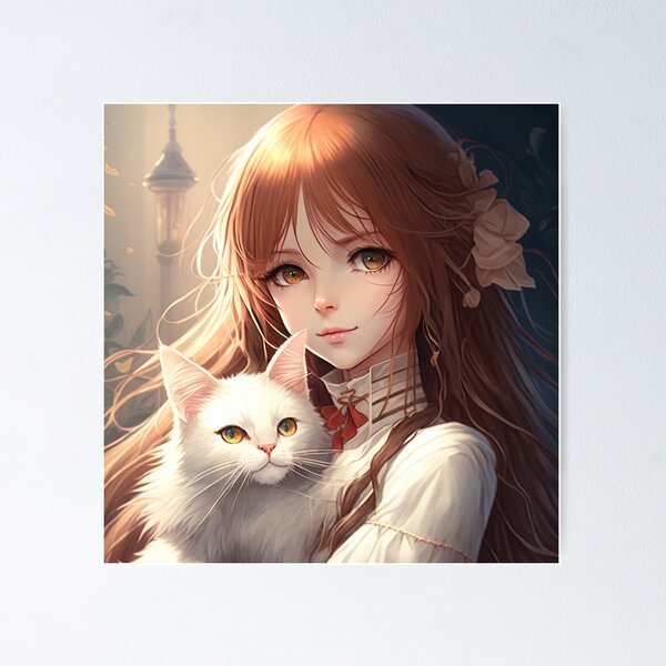 Item preview, A Mystic Duo: A Portrait of a Beautiful Wizard and Her Mysterious Feline Companion designed and sold by PJGartui.