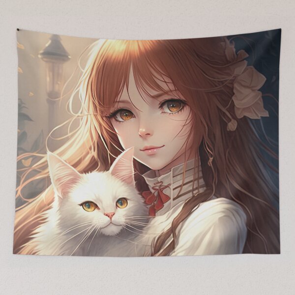 Item preview, A Mystic Duo: A Portrait of a Beautiful Wizard and Her Mysterious Feline Companion designed and sold by PJGartui.