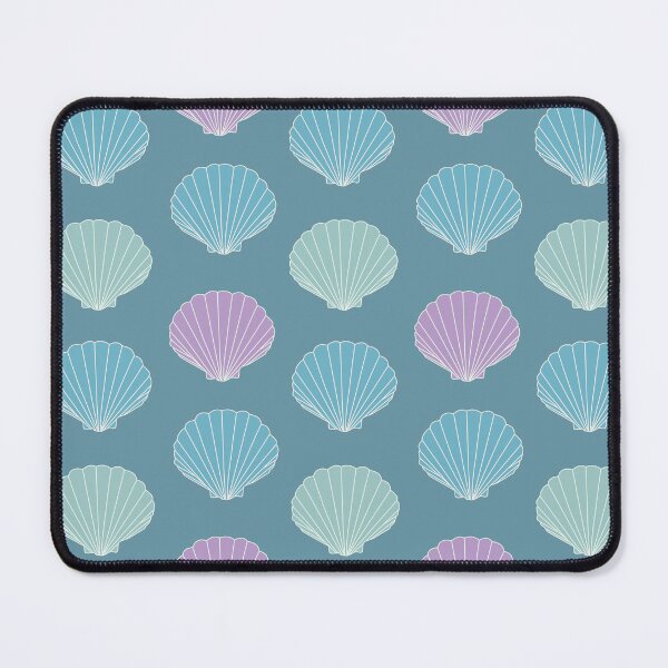 Item preview, Shell pattern with green, blue and purple shells on blue aesthetic designed and sold by Lindsay Marie Patterns.