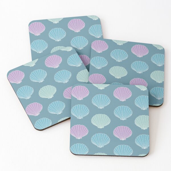 Item preview, Shell pattern with green, blue and purple shells on blue aesthetic designed and sold by Lindsay Marie Patterns.