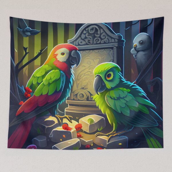 Item preview, Parrots at the Graveyard Waffle Digital Painting designed and sold by CodeAndColors.