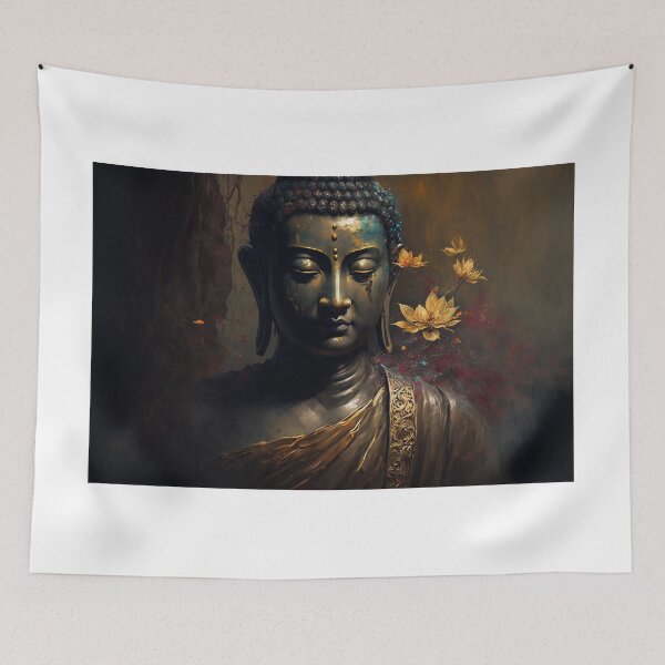 Item preview, Luxurious Buddha Portrait Painting with Timeless Elegance of Flowers designed and sold by bharuarts.