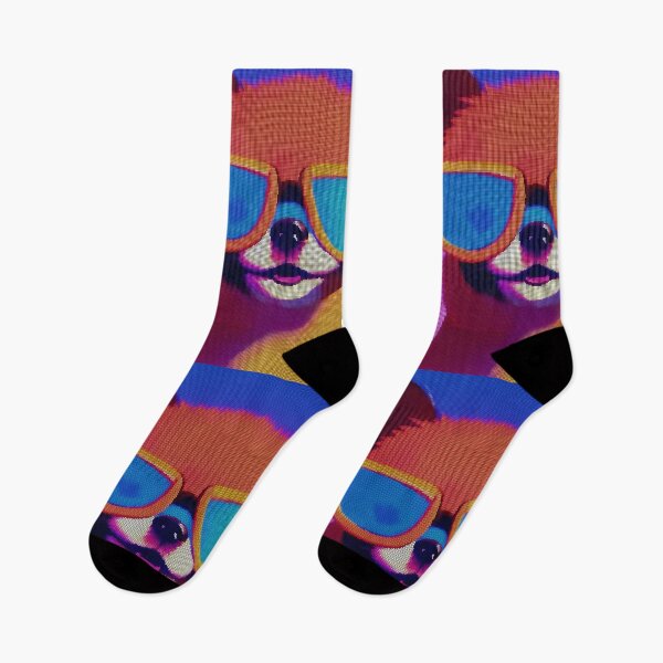 Item preview, Colorful Abstract Pomeranian Wearing Sunglasses 8-bit Pixel Art designed and sold by PixelDripped.
