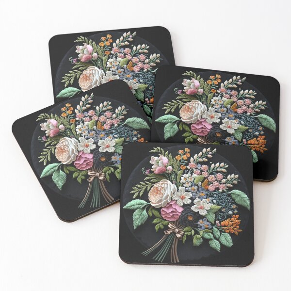 Item preview, Bouquet of embroidered flowers designed and sold by YeKnot.
