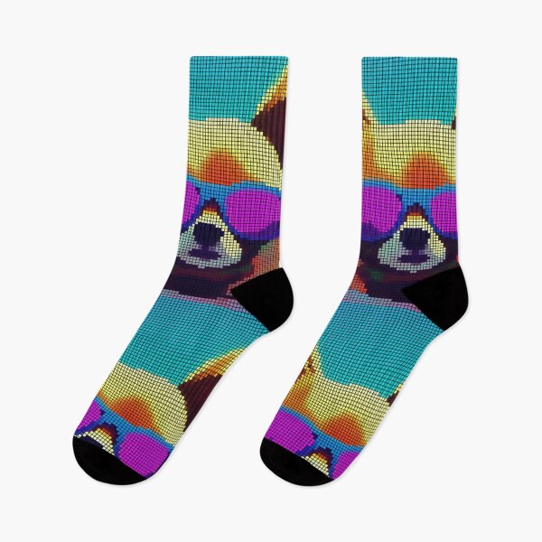 Item preview, Colorful Abstract Pomeranian Wearing Sunglasses 8-bit Pixel Art designed and sold by PixelDripped.
