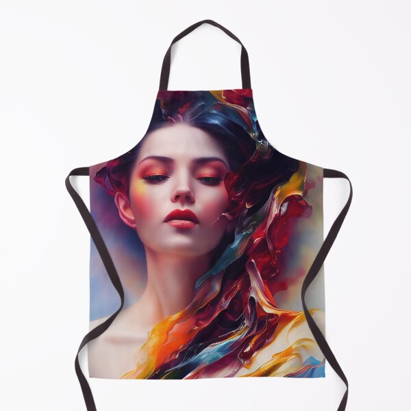 Item preview, Portrait of a beautiful woman blending in swirls of colorful paint designed and sold by Jarmo Piironen.