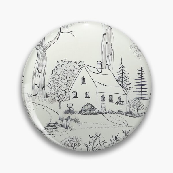Item preview, Calming Cartoon White Sketched English Countryside Digital Painting designed and sold by CodeAndColors.
