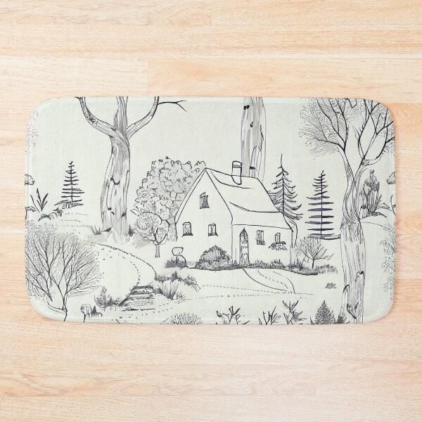 Item preview, Calming Cartoon White Sketched English Countryside Digital Painting designed and sold by CodeAndColors.