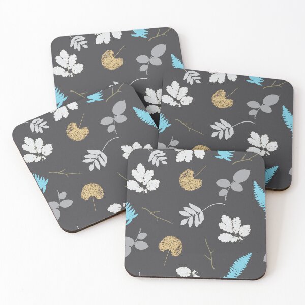 Item preview, Leaves Vector Pattern Grey & Blue designed and sold by BirdsNatureArt.