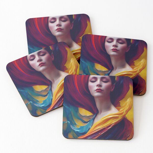 Item preview, Beautiful woman dissolving in colorful swirling paint designed and sold by Jarmo Piironen.