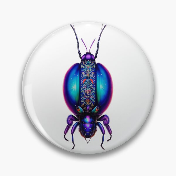 Item preview, Iridescent blue colorful floral weird insect bug designed and sold by rockate.
