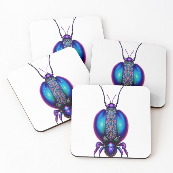 Item preview, Iridescent blue colorful floral weird insect bug designed and sold by rockate.