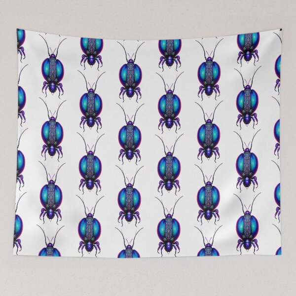 Item preview, Iridescent blue colorful floral weird insect bug designed and sold by rockate.