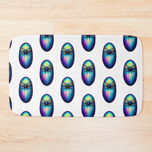 Item preview, Iridescent blue colorful floral weird insect bug in a pebble designed and sold by rockate.