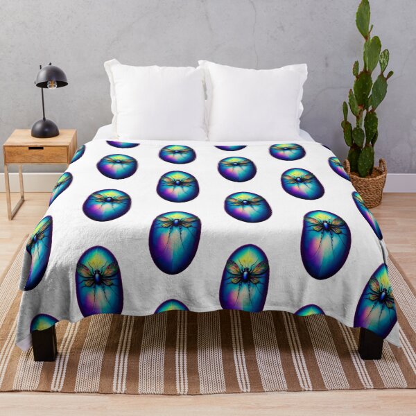 Item preview, Iridescent blue colorful floral weird insect bug in a pebble designed and sold by rockate.