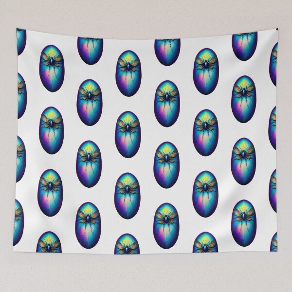Item preview, Iridescent blue colorful floral weird insect bug in a pebble designed and sold by rockate.