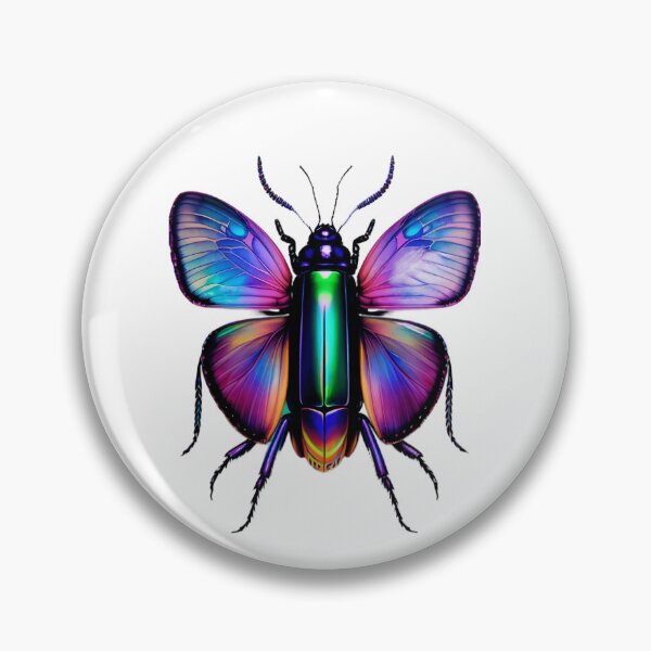 Item preview, Iridescent blue colorful floral weird insect moth designed and sold by rockate.