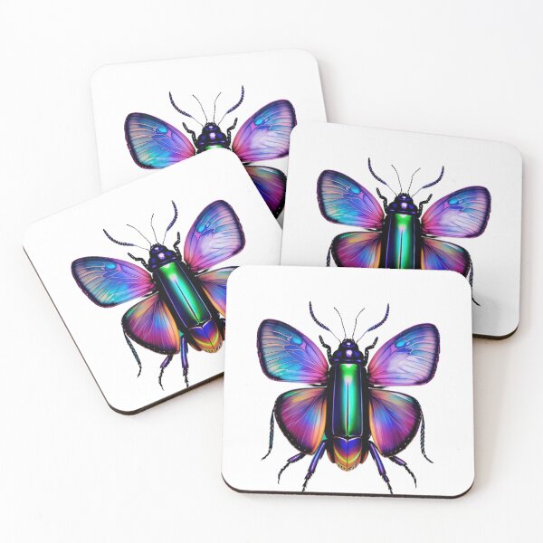 Item preview, Iridescent blue colorful floral weird insect moth designed and sold by rockate.
