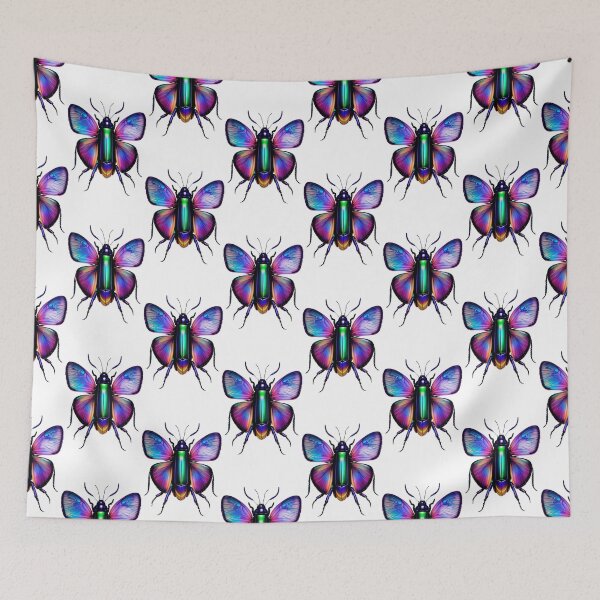 Item preview, Iridescent blue colorful floral weird insect moth designed and sold by rockate.