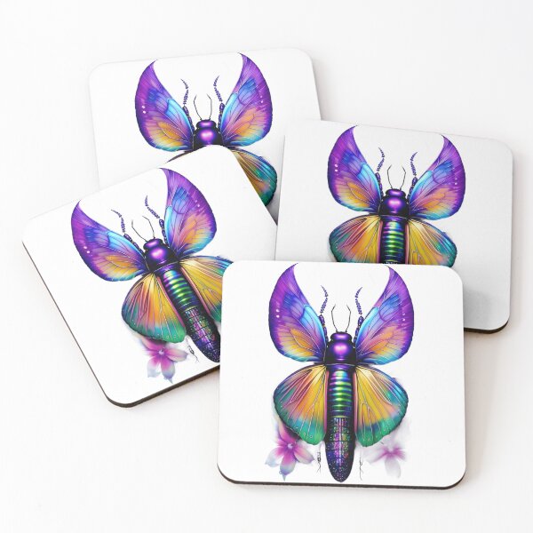 Item preview, Iridescent blue colorful floral weird insect moth designed and sold by rockate.