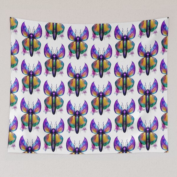 Item preview, Iridescent blue colorful floral weird insect moth designed and sold by rockate.