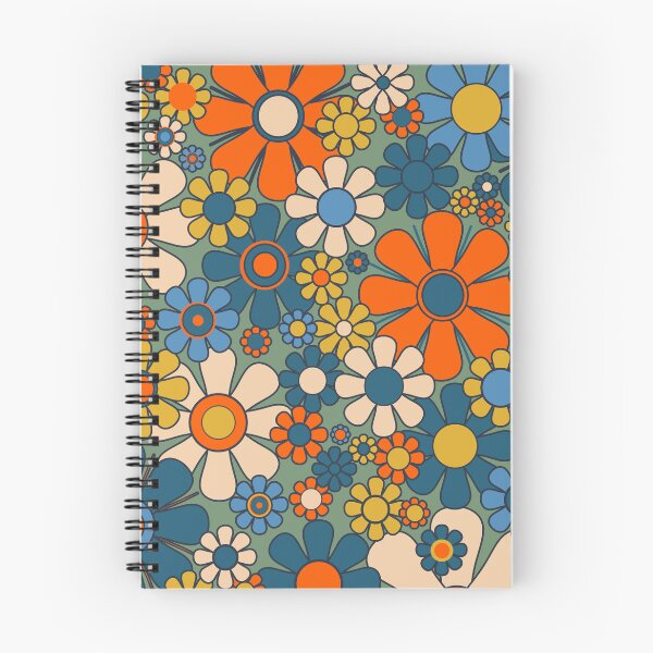Item preview, Retro Garden Flowers Groovy Multicolor 60s 70s Floral Pattern Green Blue Orange Mustard designed and sold by kierkegaard.