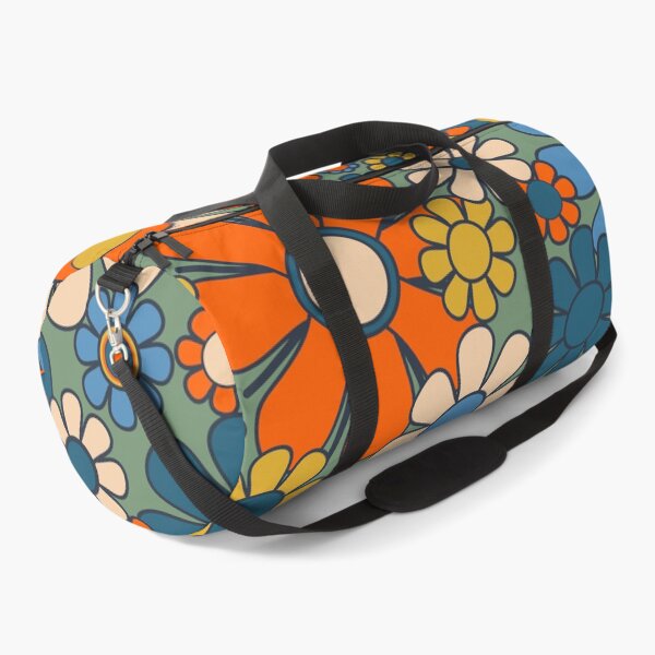 Item preview, Retro Garden Flowers Groovy Multicolor 60s 70s Floral Pattern Green Blue Orange Mustard designed and sold by kierkegaard.