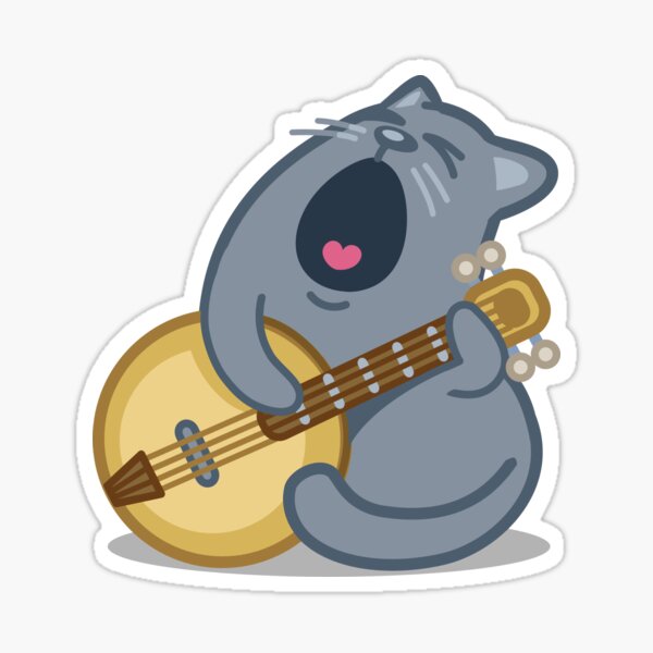 Musical Cat Tshirt Sticker