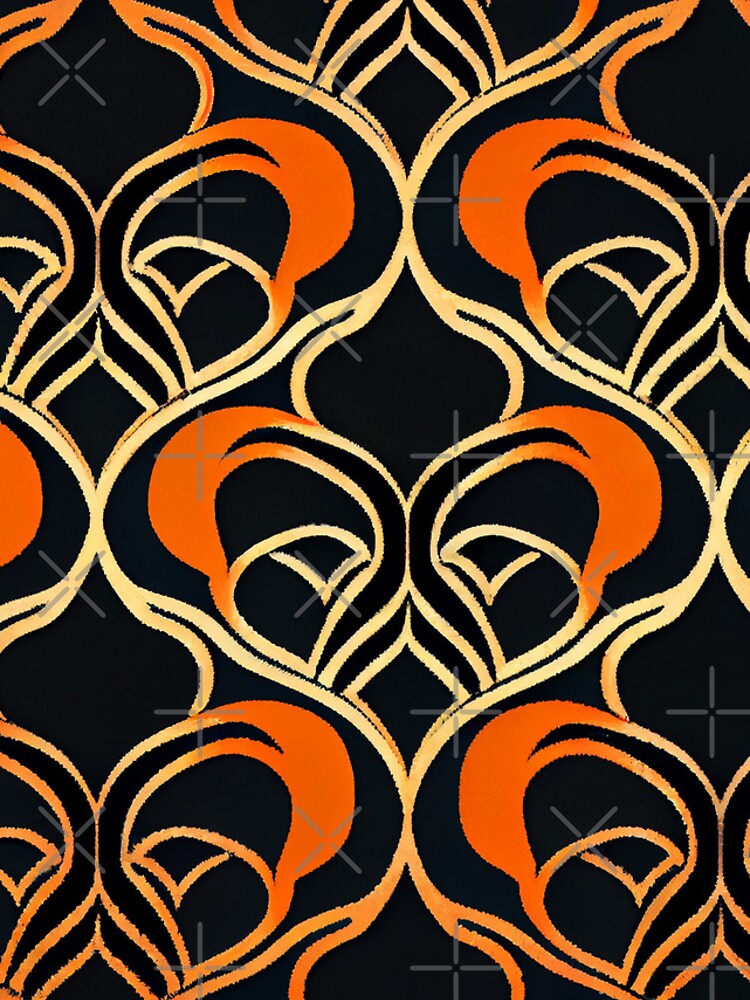 Imagen 4 de 4, Funda de iPhone con la obra Black Orange Hollywood Regency Pattern Digital Painting, diseñada y vendida por CodeAndColors.