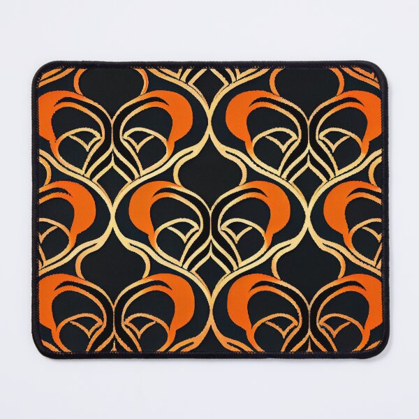 Artikelvorschau, Black Orange Hollywood Regency Pattern Digital Painting entworfen und verkauft von CodeAndColors.